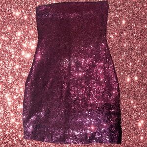 Strapless Sequin Dress in Purple